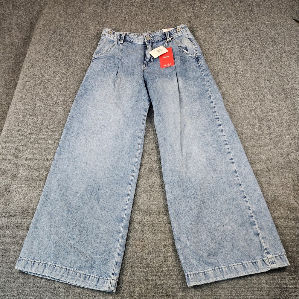 Lucky Brand Palazzo Wide Leg Rigid Denim Jeans Light Wash Blue 6/28 R New - Picture 1 of 16